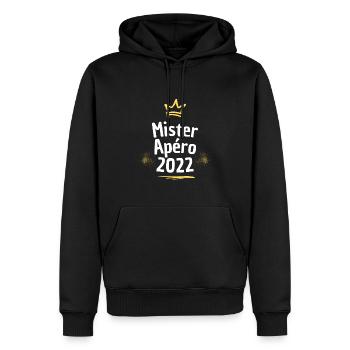 Mister apéro 2022 - Sweat à capuche Premium bio Homme - noir - Devant - Nico (187cm)
