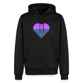 Synthwave Cœur - Sweat à capuche Premium bio Homme - noir - Devant - Nico (187cm)