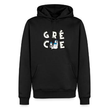 Grèce maison toit bleu vacances voyage - Sweat à capuche Premium bio Homme - noir - Devant - Nico (187cm)