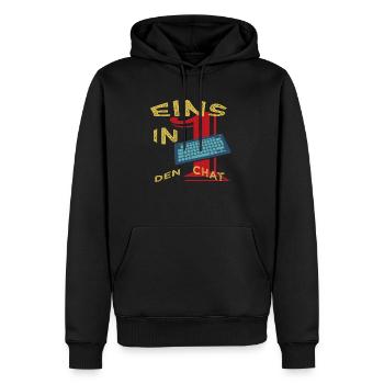 Eins in den Chat - Männer Premium Bio Hoodie - Schwarz - Vorne - Nico (187cm)