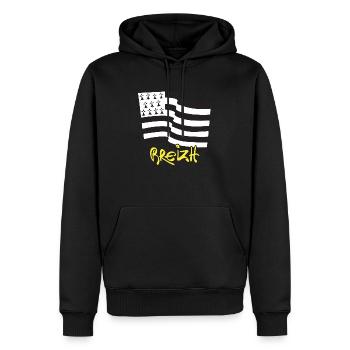 logo Jaune - Sweat à capuche Premium bio Homme - noir - Devant - Nico (187cm)