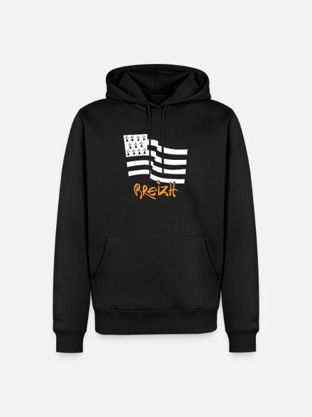 logo Jaune Moutarde - Sweat à capuche Premium bio Homme - noir