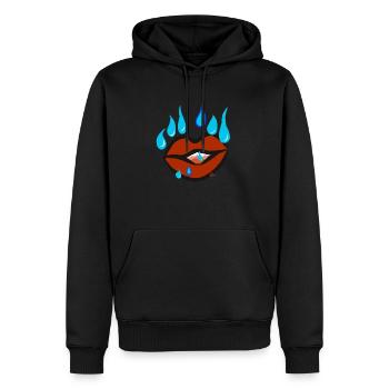 Les lèvres cherchent les larmes v11.00 - Sweat à capuche Premium bio Homme - noir - Devant - Nico (187cm)