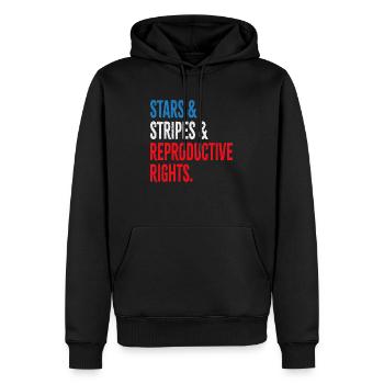 Stars & Stripes & Droits reproductifs - Sweat à capuche Premium bio Homme - noir - Devant - Nico (187cm)