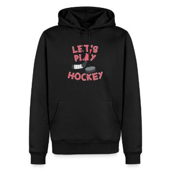 Jouons au Hockey Idée cadeau original Let's play - Sweat à capuche Premium bio Homme - noir - Devant - Nico (187cm)