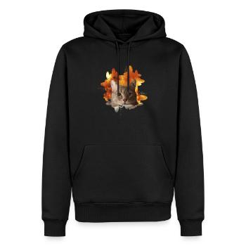Cat's head in front of fire - Fire Cat Cat - Men’s Premium Organic Hoodie - black - Front - Nico (187cm)