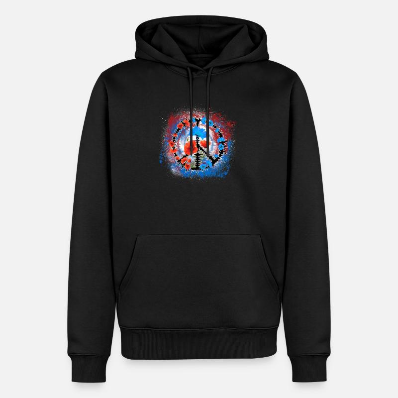 Peace / Mohnblumen Peacezeichen - Männer Premium Bio Hoodie - Schwarz