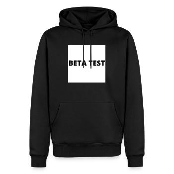"BETA TEST" Design in dicker schwarzer Schrift - Männer Premium Bio Hoodie - Schwarz - Vorne - Nico (187cm)