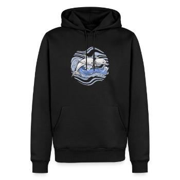 Delphine - Männer Premium Bio Hoodie - Schwarz - Vorne - Nico (187cm)