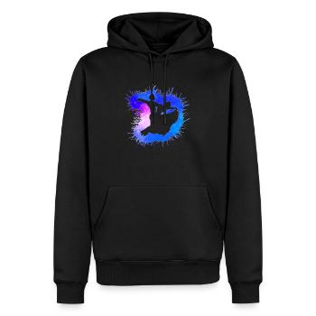 Standard Tanzpaar Aquarell Farbverlauf neon blau - Männer Premium Bio Hoodie - Schwarz - Vorne - Nico (187cm)