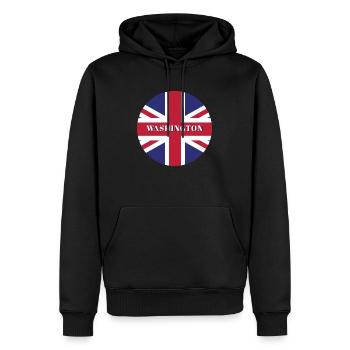 Washington - Männer Premium Bio Hoodie - Schwarz - Vorne - Nico (187cm)