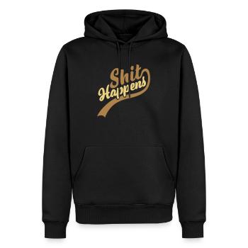 Lettrage De la merde arrive Citation - Sweat à capuche Premium bio Homme - noir - Devant - Nico (187cm)