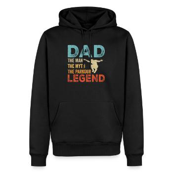 Dad The Man The Myth The Parkour Legend Traceur V - Männer Premium Bio Hoodie - Schwarz - Vorne - Nico (187cm)