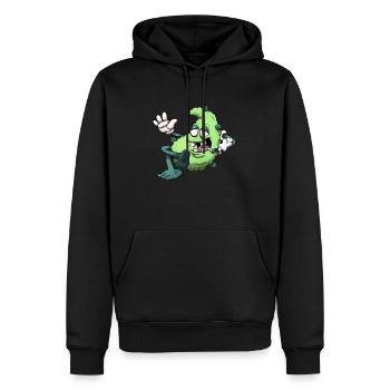 Chilling Bud Charakter raucht einen Joint - Männer Premium Bio Hoodie - Schwarz - Vorne - Nico (187cm)