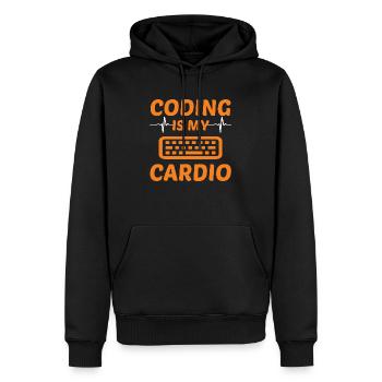 Coding Is My Cardio Programming Coder Computer Gee - Männer Premium Bio Hoodie - Schwarz - Vorne - Nico (187cm)