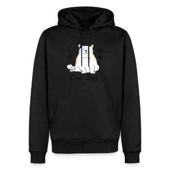 Cat Day - Men’s Premium Organic Hoodie - black - Front - Nico (187cm)