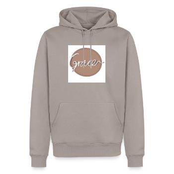 Christian Sticker - Männer Premium Bio Hoodie - Taupe - Vorne - Nico (187cm)