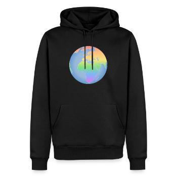 Erde Kontinente Welt LGBT Regenbogen queer Pastell - Männer Premium Bio Hoodie - Schwarz - Vorne - Nico (187cm)
