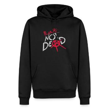 punks not dead quote - Men’s Premium Organic Hoodie - black - Front - Nico (187cm)