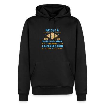 passer à coté d'une joueuse de carrom drôle cadeau - Sweat à capuche Premium bio Homme - noir - Devant - Nico (187cm)