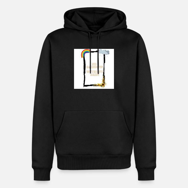 No Rainbow Without Rain - Männer Premium Bio Hoodie - Schwarz