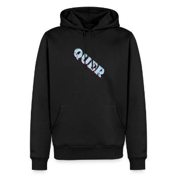 QUER - Männer Premium Bio Hoodie - Schwarz - Vorne - Nico (187cm)