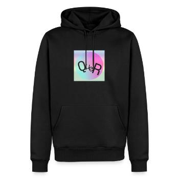 QUER - Männer Premium Bio Hoodie - Schwarz - Vorne - Nico (187cm)