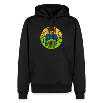 father by day Gamer - Männer Premium Bio Hoodie - Schwarz - Vorne - Nico (187cm)