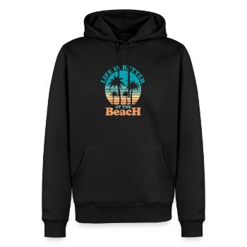 Das Leben ist besser am Strand - Männer Premium Bio Hoodie - Schwarz - Vorne - Nico (187cm)
