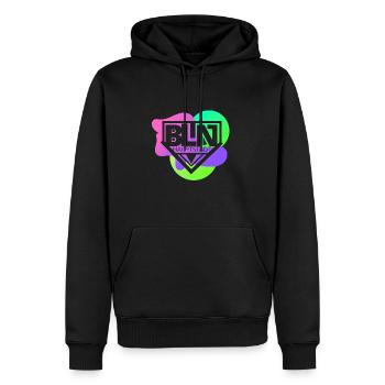 Berlin BLN Hauptstadt Stencil - Männer Premium Bio Hoodie - Schwarz - Vorne - Nico (187cm)