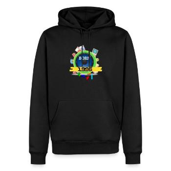 1996 - Männer Premium Bio Hoodie - Schwarz - Vorne - Nico (187cm)