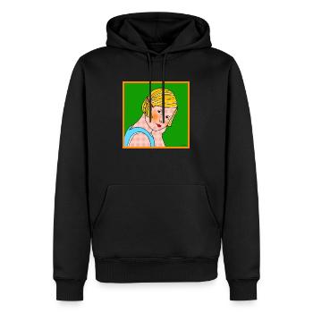 T-shirt vintage 1980 - Sweat à capuche Premium bio Homme - noir - Devant - Nico (187cm)