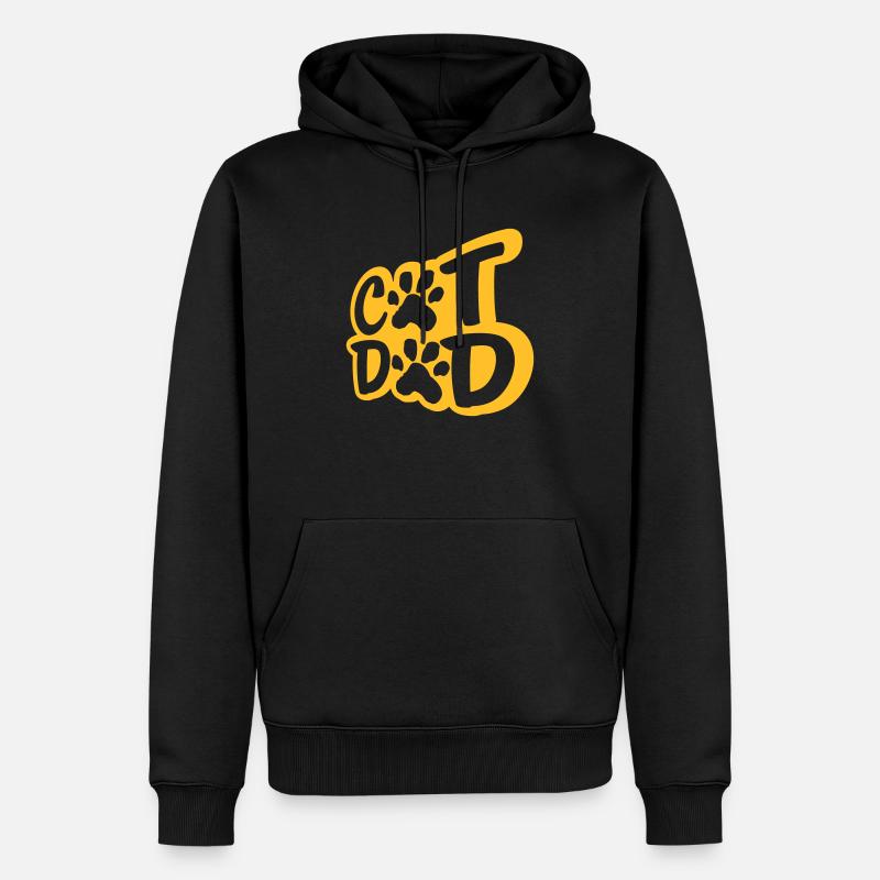 Logo Katzen Papa Pfote - Männer Premium Bio Hoodie - Schwarz