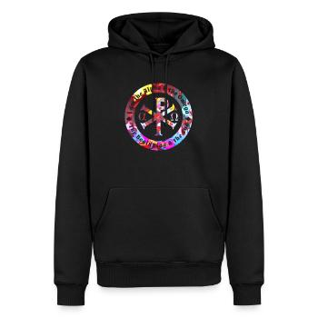 Symbole début fin Alpha Oméga Dieu Chrétien - Sweat à capuche Premium bio Homme - noir - Devant - Nico (187cm)