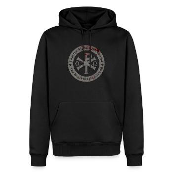 Symbole début fin Alpha Oméga Dieu Chrétien - Sweat à capuche Premium bio Homme - noir - Devant - Nico (187cm)