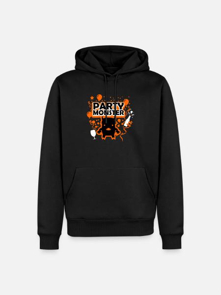 Partymonster orange - Männer Premium Bio Hoodie - Schwarz