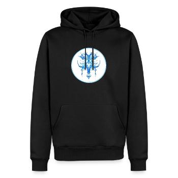 Mystique Collection ~ light blue ~ n°1 - Men’s Premium Organic Hoodie - black - Front - Nico (187cm)