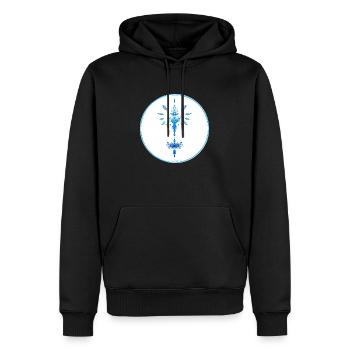 Mystique Collection ~ light blue ~ n°7 - Men’s Premium Organic Hoodie - black - Front - Nico (187cm)