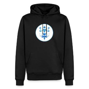 Mystique Collection ~ light blue ~ n°5 - Men’s Premium Organic Hoodie - black - Front - Nico (187cm)