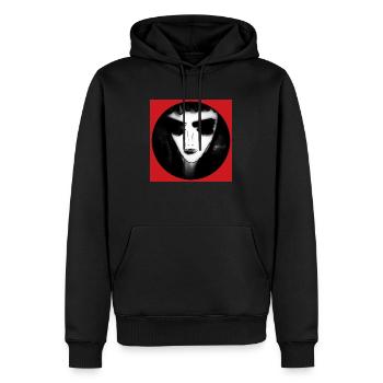 Femme en noir et blanc cerclée de rouge - Sweat à capuche Premium bio Homme - noir - Devant - Nico (187cm)