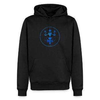 Mystique Collection ~ light blue ~ n°5 - Men’s Premium Organic Hoodie - black - Front - Nico (187cm)