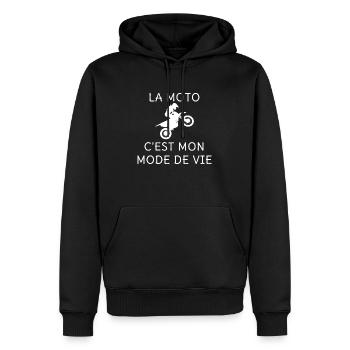LA MOTO C EST MON MODE DE VIE - Sweat à capuche Premium bio Homme - noir - Devant - Nico (187cm)