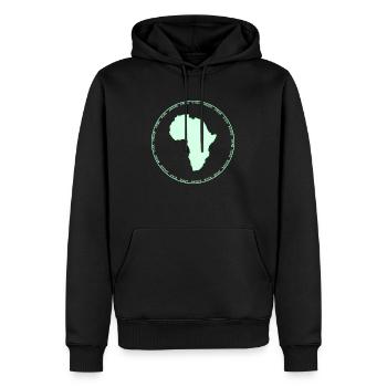 AFRICA OUTLINE CIRCLE Mint Green - Men’s Premium Organic Hoodie - black - Front - Nico (187cm)