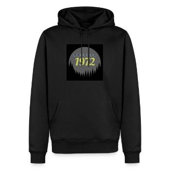 Cool Vintage 1972 retro forest sunset background - Men’s Premium Organic Hoodie - black - Front - Nico (187cm)