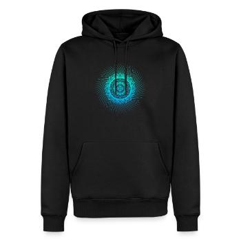 Mandala Spiral Blue - Men’s Premium Organic Hoodie - black - Front - Nico (187cm)