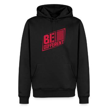 Be different Logo Design - Men’s Premium Organic Hoodie - black - Front - Nico (187cm)