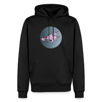 Cerisier du Japon - Sweat à capuche Premium bio Homme - noir - Devant - Nico (187cm)