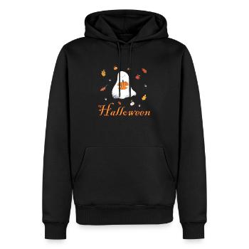 Fantôme d’Halloween avec un design de citrouille effrayant - Sweat à capuche Premium bio Homme - noir - Devant - Nico (187cm)
