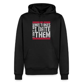 Date Mistakes Zitat Logo - Männer Premium Bio Hoodie - Schwarz - Vorne - Nico (187cm)
