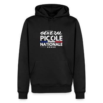 Général de la Picole Nationale - Sweat à capuche Premium bio Homme - noir - Devant - Nico (187cm)